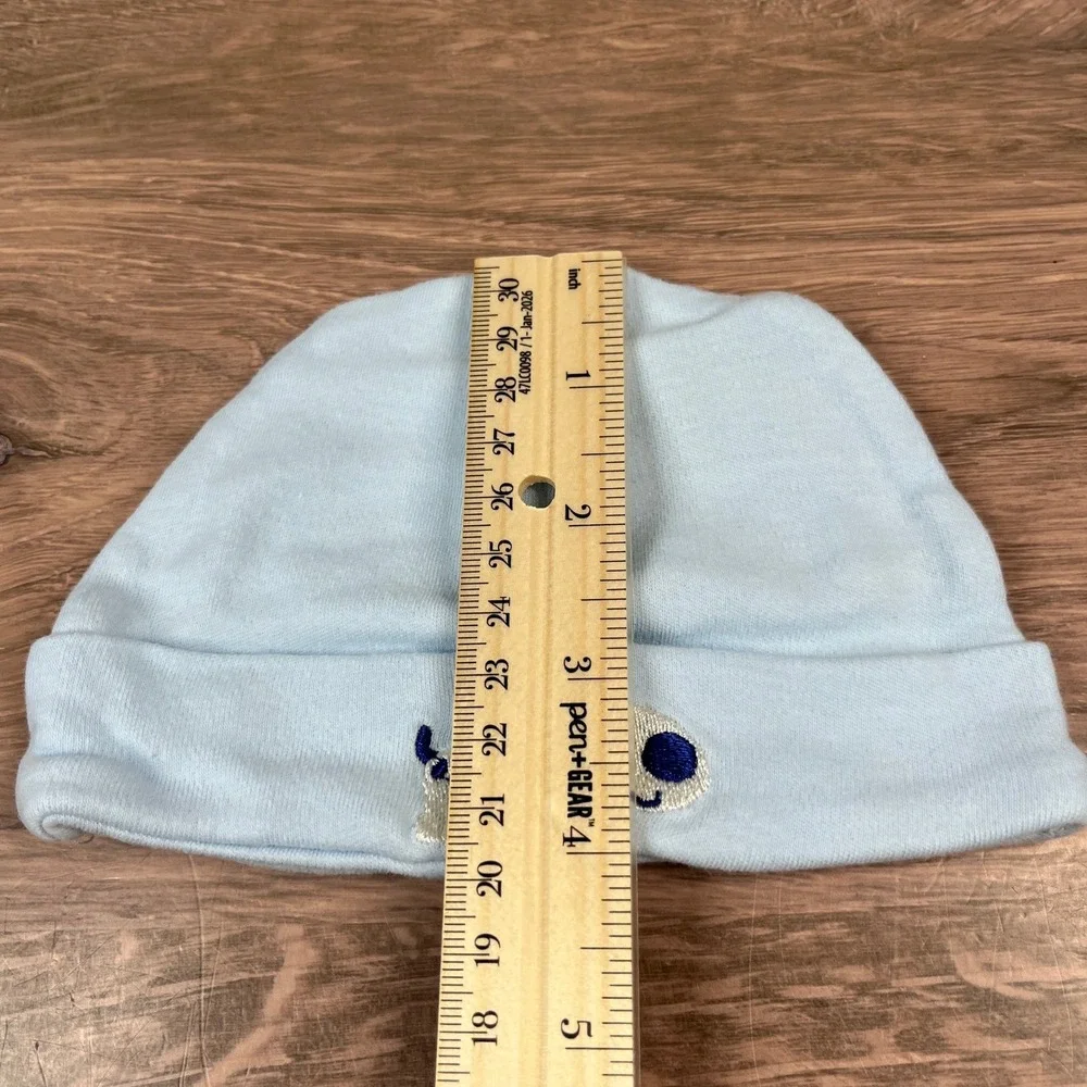 Baby Grand Baby Hats 0/3M Blue Dog Print Embroidered Cotton 2pk